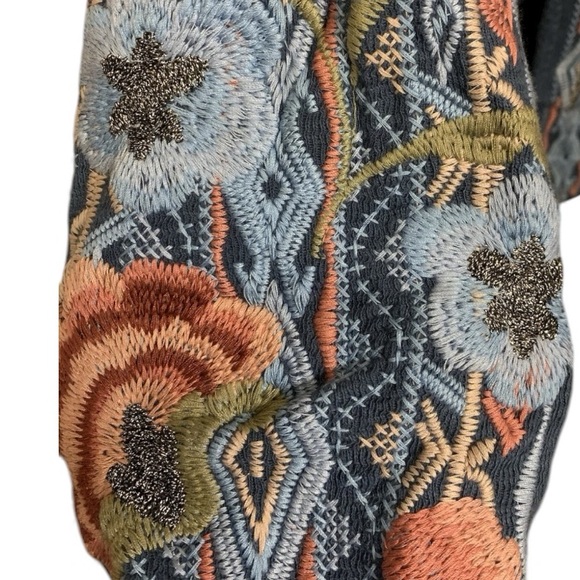 Johnny Was metallic thread Syelles Embroidered
Hoodie Jacket Indigo NWT RARE - Picture 16 of 16